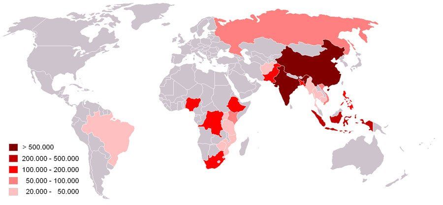 Распространение туберкулеза по всему миру